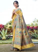 Soft Pure Silk Yellow Traditional Wear Weaving Saree